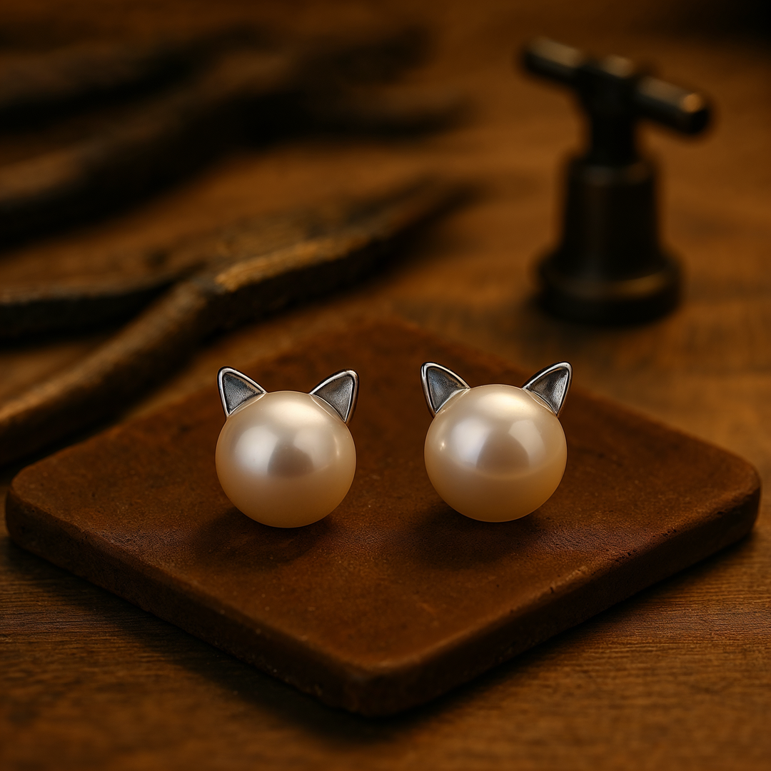Cat Elegance Pearl Earrings