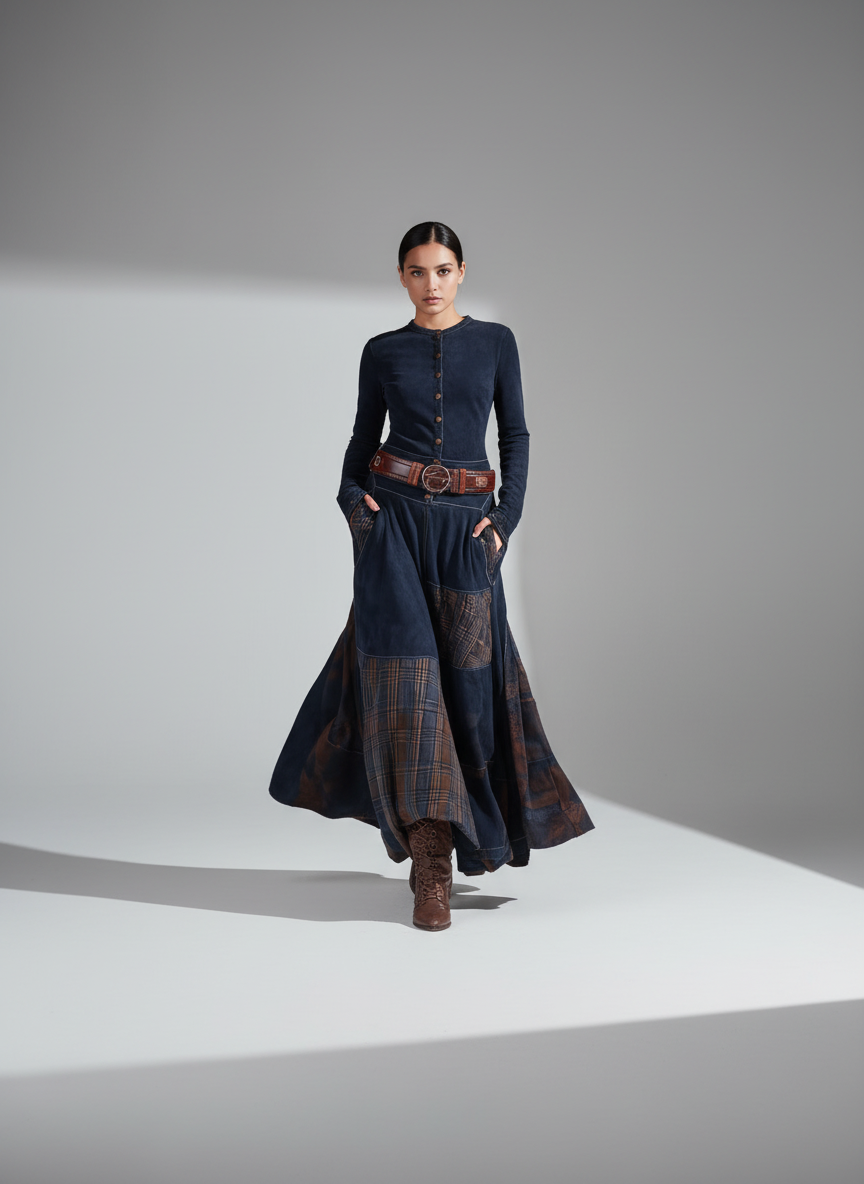 Charlotte™ - Elegant Suede Belted Maxi Dress