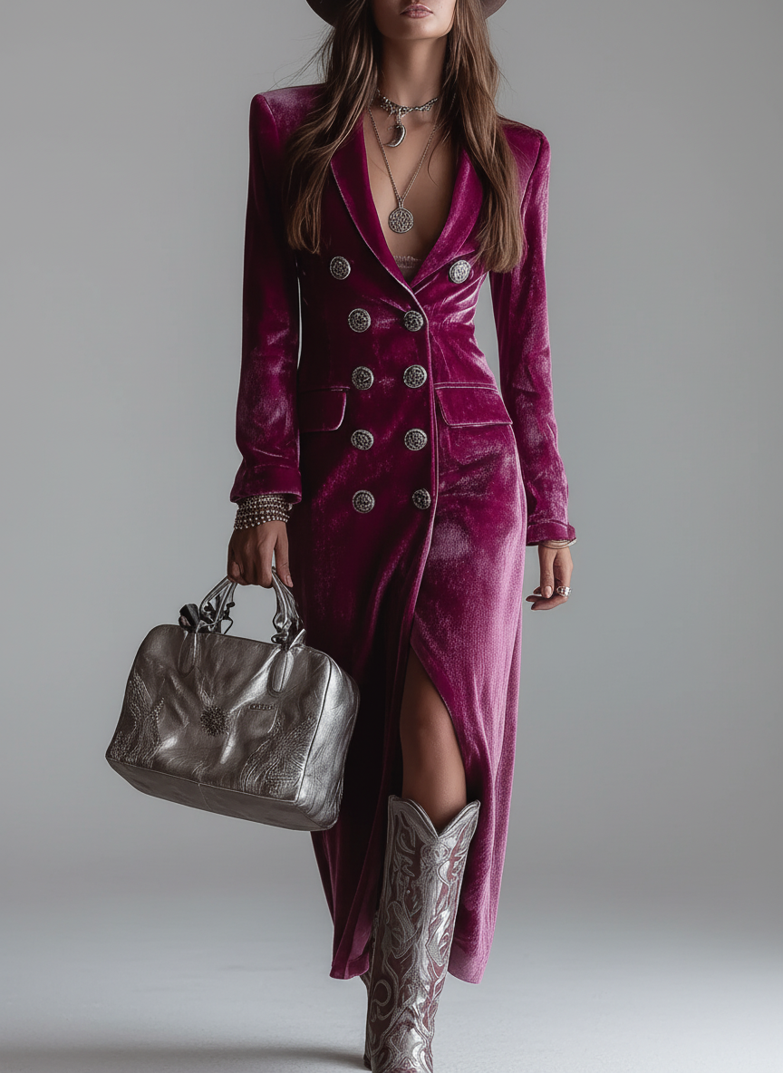 Olivia™ - Velvet Blazer Maxi Dress