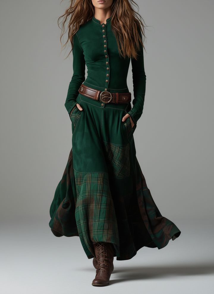 Charlotte™ - Elegant Suede Belted Maxi Dress