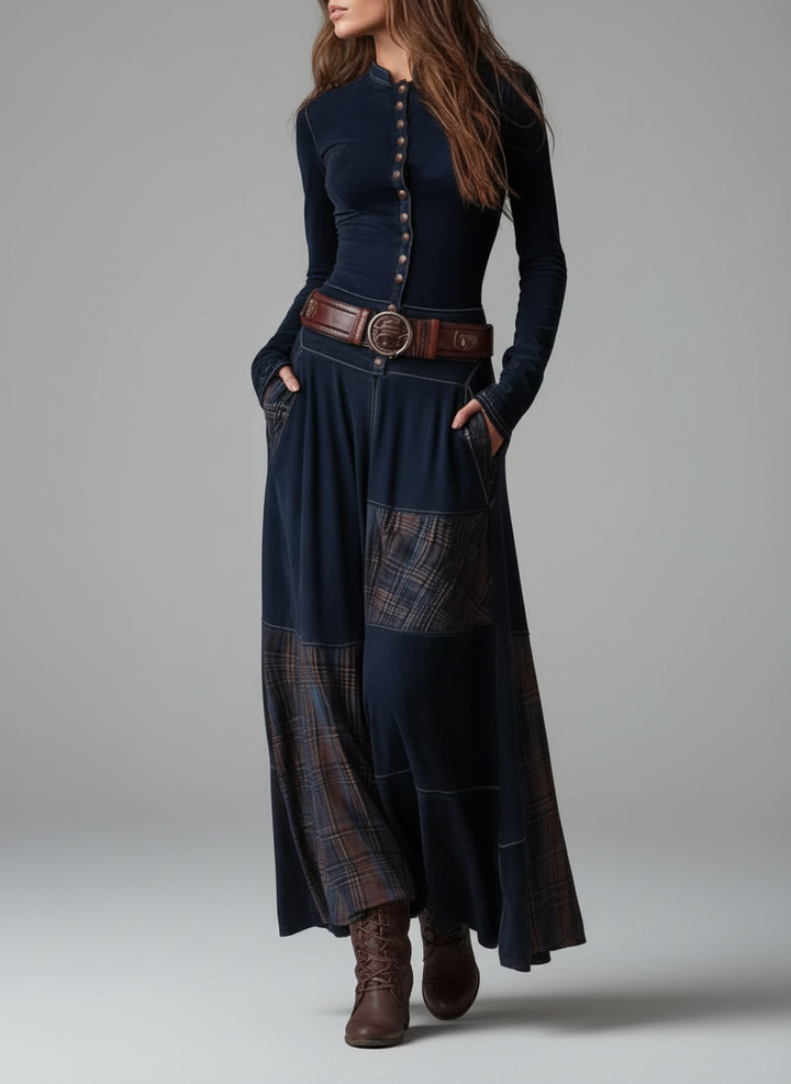 Charlotte™ - Elegant Suede Belted Maxi Dress