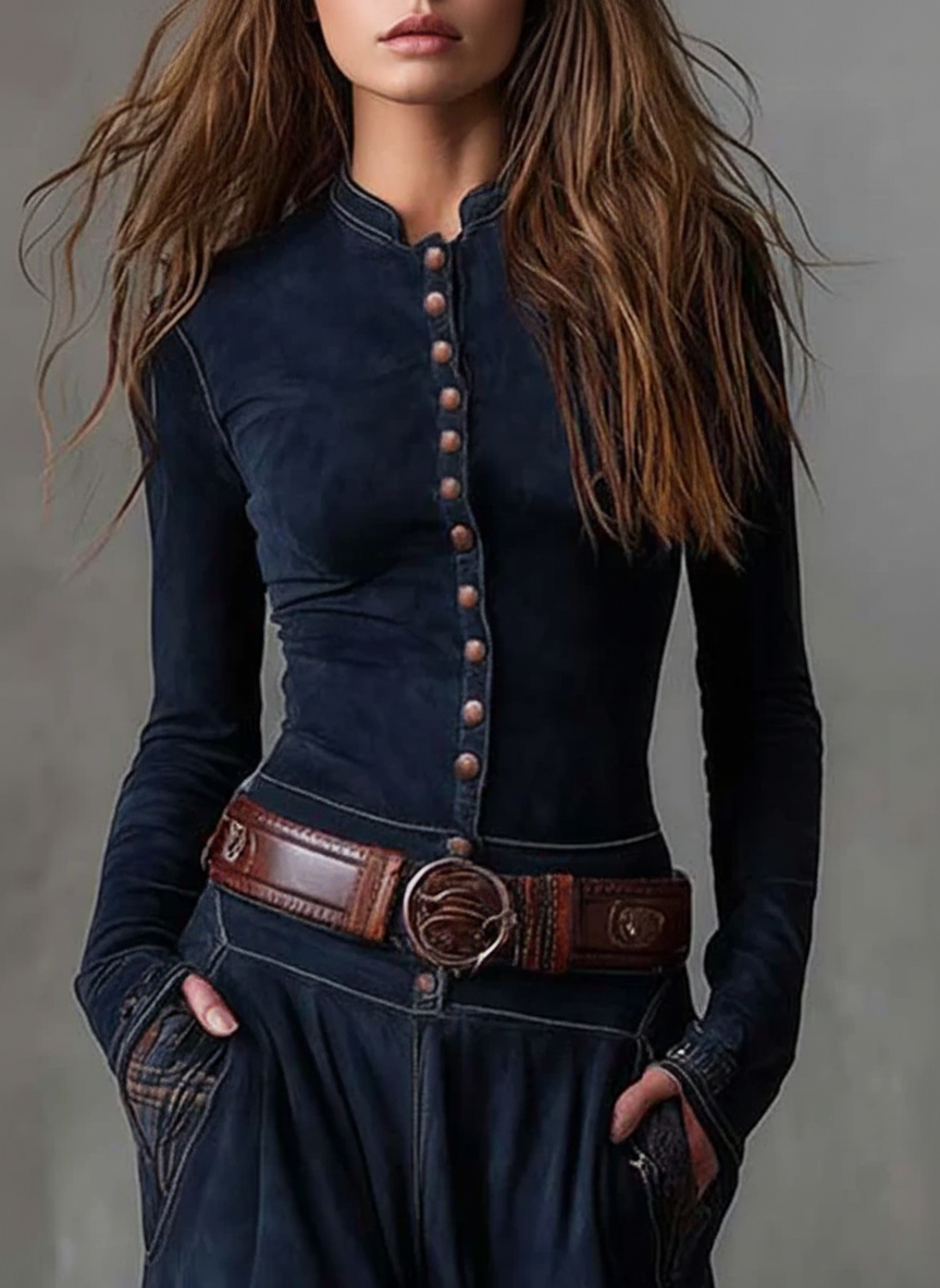 Charlotte™ - Elegant Suede Belted Maxi Dress