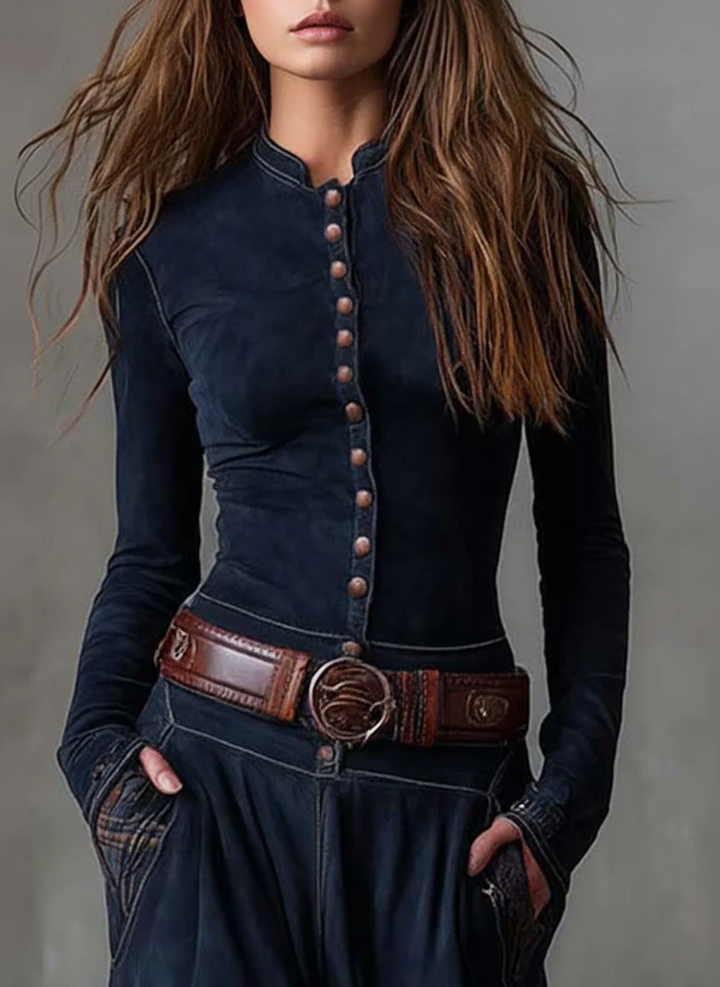 Charlotte™ - Elegant Suede Belted Maxi Dress