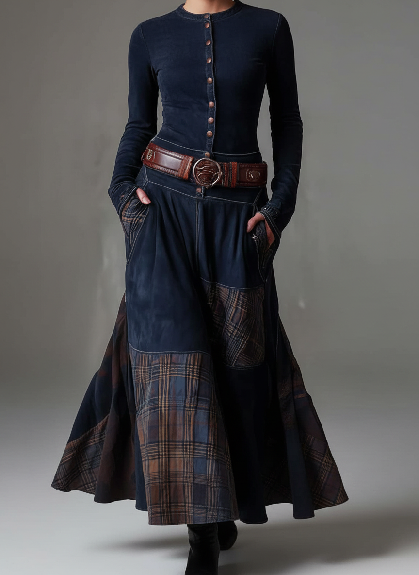 Charlotte™ - Elegant Suede Belted Maxi Dress