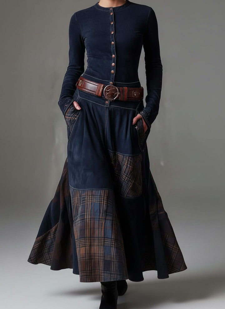 Charlotte™ - Elegant Suede Belted Maxi Dress