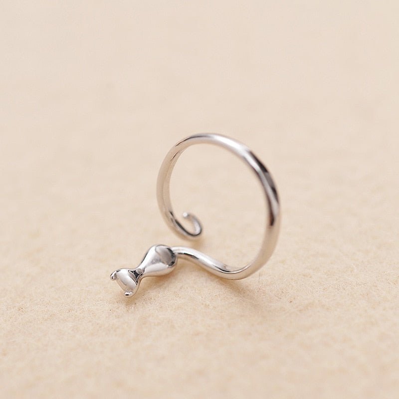 Elegant Stainless Steel Artistic Cat Ring