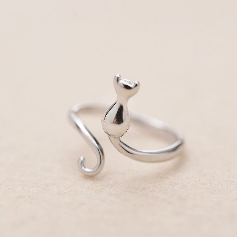 Elegant Stainless Steel Artistic Cat Ring